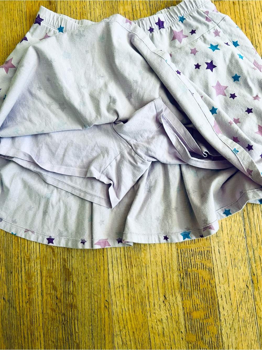 Lands' End Purple Lavender Blue Stars Elastic Waistband 100% Cotton Skort L 14 - Picture 2 of 8
